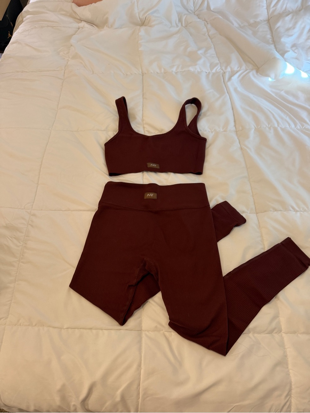Ribbed Two-Piece Brown Active Set